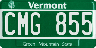 VT license plate CMG855