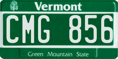VT license plate CMG856