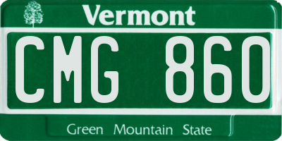 VT license plate CMG860