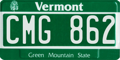 VT license plate CMG862
