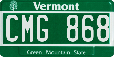 VT license plate CMG868