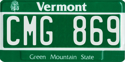 VT license plate CMG869