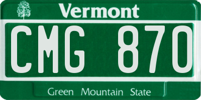 VT license plate CMG870
