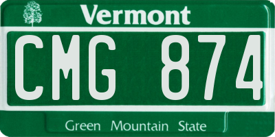 VT license plate CMG874