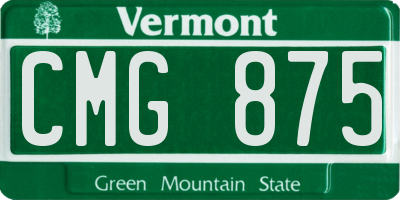 VT license plate CMG875