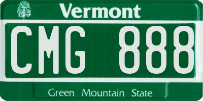 VT license plate CMG888