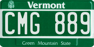 VT license plate CMG889