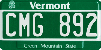VT license plate CMG892