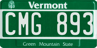 VT license plate CMG893