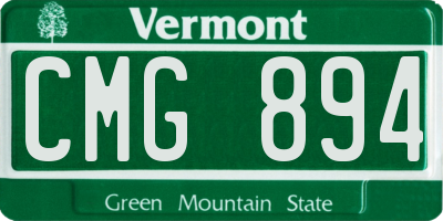 VT license plate CMG894