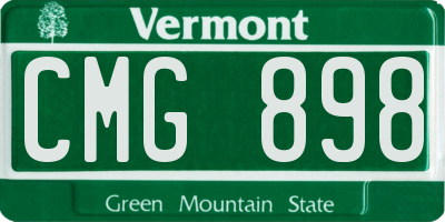 VT license plate CMG898