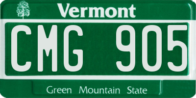VT license plate CMG905
