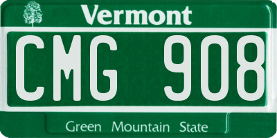 VT license plate CMG908