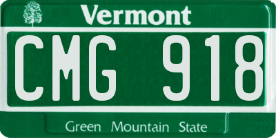 VT license plate CMG918