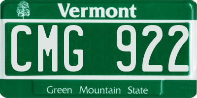 VT license plate CMG922