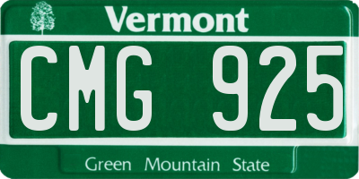 VT license plate CMG925