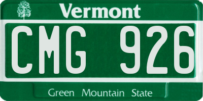 VT license plate CMG926