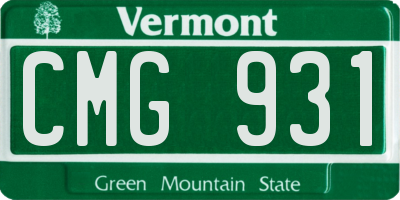 VT license plate CMG931