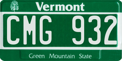 VT license plate CMG932