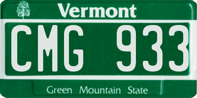VT license plate CMG933