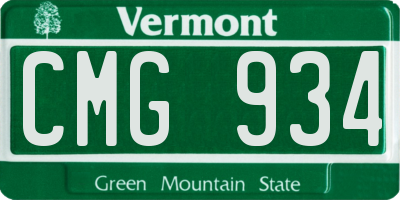 VT license plate CMG934