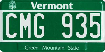 VT license plate CMG935