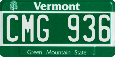 VT license plate CMG936