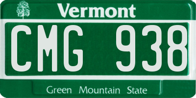 VT license plate CMG938