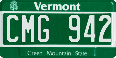 VT license plate CMG942