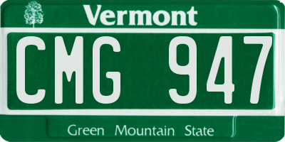 VT license plate CMG947