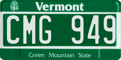 VT license plate CMG949