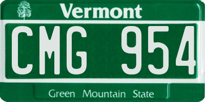 VT license plate CMG954