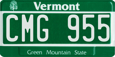 VT license plate CMG955