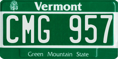 VT license plate CMG957