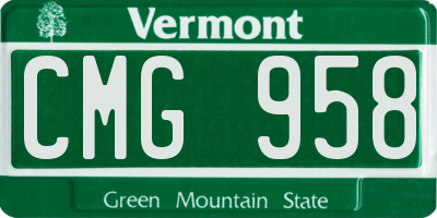 VT license plate CMG958