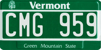 VT license plate CMG959