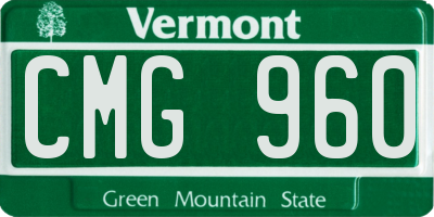 VT license plate CMG960