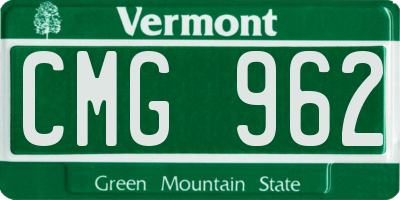VT license plate CMG962