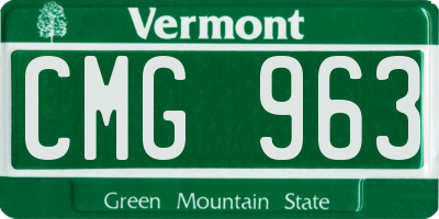 VT license plate CMG963