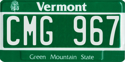 VT license plate CMG967