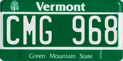 VT license plate CMG968