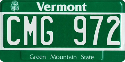 VT license plate CMG972
