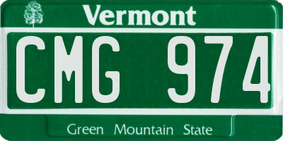 VT license plate CMG974