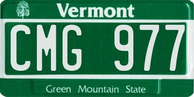 VT license plate CMG977