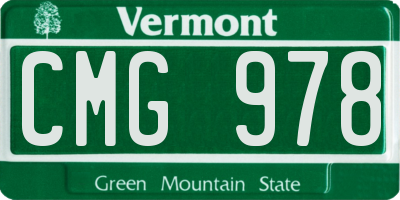 VT license plate CMG978