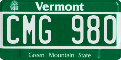 VT license plate CMG980