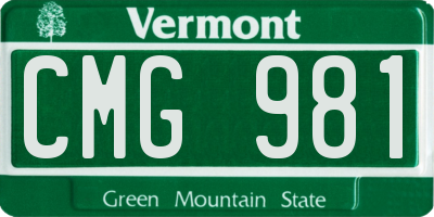 VT license plate CMG981