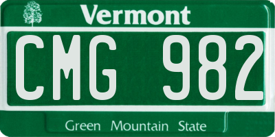 VT license plate CMG982