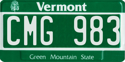 VT license plate CMG983