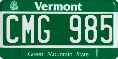 VT license plate CMG985